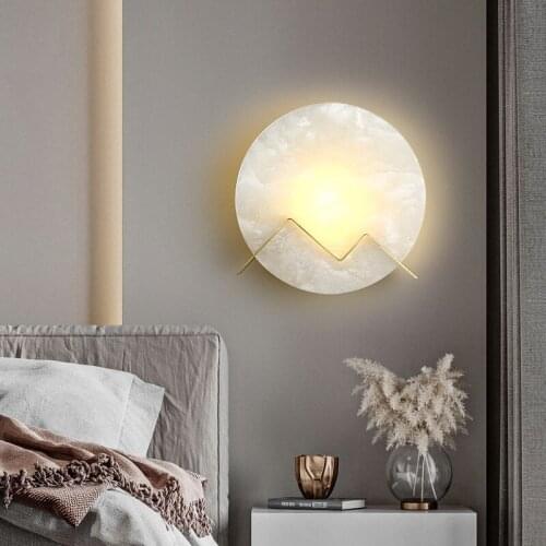 Postmodern Marble Wall Lamp LED All Copper Sconce Light Home decor Living Room Bedroom Bedside Hotel Bar Aisle Bra