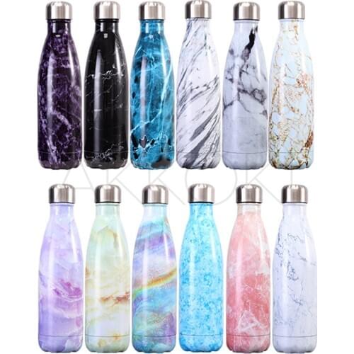 Marble Series Logo Custom Thermos Bottle Vacuum Flasks Stainless Steel Portable Water Bottle for Drinking Sports Gift Cups