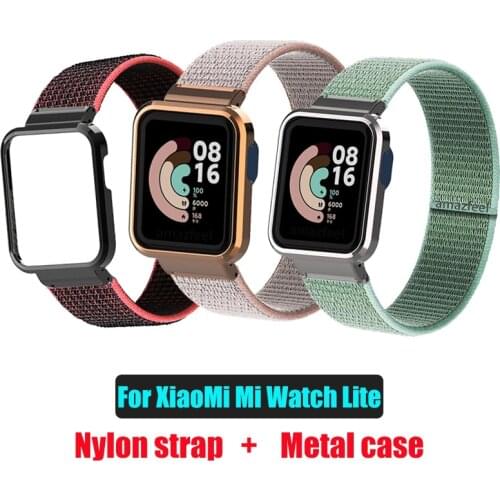 Nylon strap For Xiaomi Mi Watch Lite Bracelet For Mi Watch Lite Band Metal Case Protector Nylon Weave Loop Wristband Suit