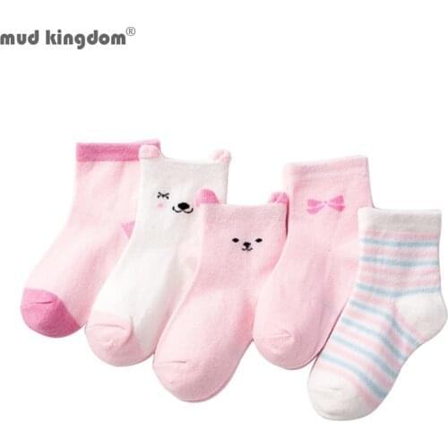 Mudkingdom 5 Pairs/lot 0 to 8 Yrs Cute Kids Sock Four Season Cartoon Stripe Stars for Baby Socks Stereo Animals Boys Girls Socks