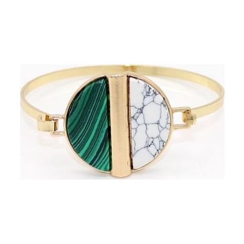 2018 New copper coil cute mix double semicircle stone cuff bracelets & bangles women