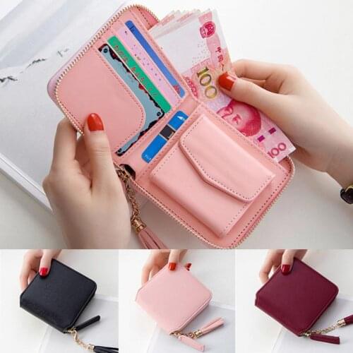 New Casual Coin Purses Carteira Wallet High Capacity Female Leather Tassel Pendant Money Wallets Portefeuille Femme Clutch Bag