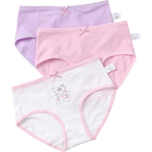 Oyolan 3Pcs/Lot Cotton Breathable Girl Panties for Girls Underwear Kids Briefs Children Clothes Cartoon Cute Underpants 3-12 Y