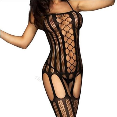 Sexy Shapers for Women intimate Black striped suspenders shaper corset Hollow Out Bodysuits sexy nightgown