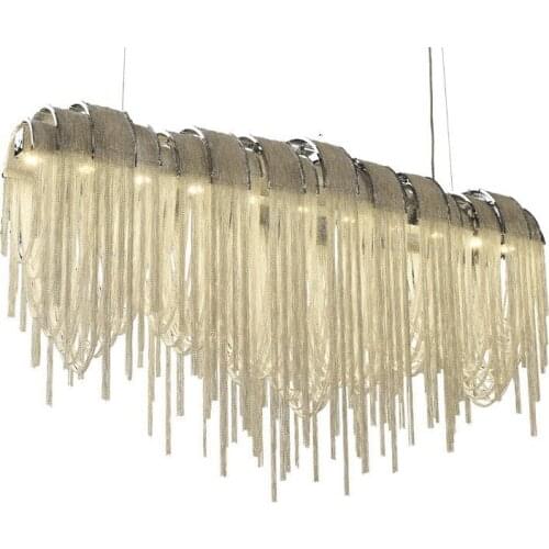 Modern Luxury Tassel LED Chandelier Creative Suspend Lamp For Living Room Hotel Cafe Silver Gold Aluminum Hang Light