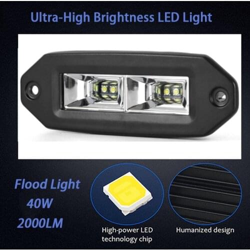 5 inch 40W LED Light Bar 2000Lm LED Flood Beam IP67 Waterproof Off Road LED Light Bar Driving Lights for Car Truck SUV Boat