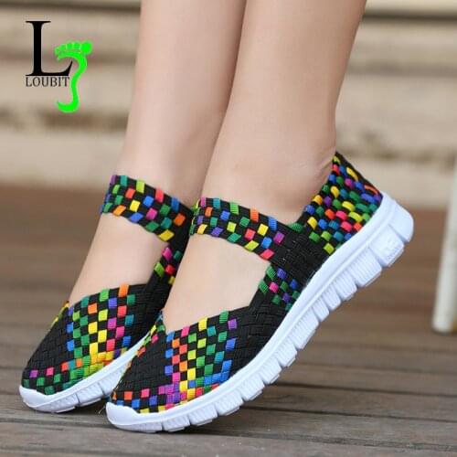 Women Flats Shoes Summer Sneakers Breathable Fashion Female Casual Walking Shoes Handmade Woven Footwear Zapatos Big Size 35-42