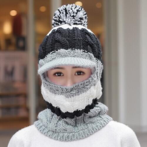 VEITHDIA Womens Knitted Hat Scarf Caps Neck Warmer Winter Hats For Men Women Skullies Beanies Warm Fleece Cap 6 Colors