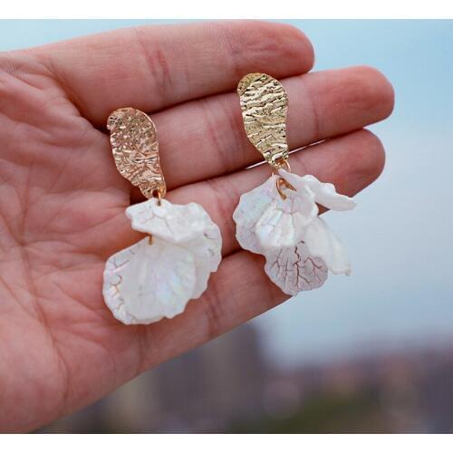 Stud Earring Womens Alloy Drop Earings White Leaves Geometric Irregular Earrings Jewelry Fashion Jewelry 2021 Kolczyki