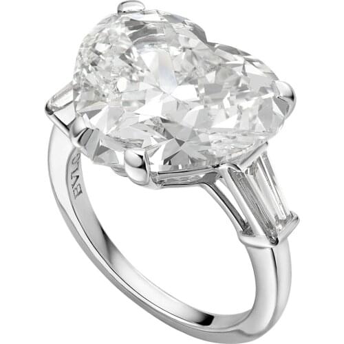 14K Au585 White Gold Ring Women Wedding Anniversary Engagement Party Ring Trapezoid Heart Moissanite Diamond Elegant Trendy Cute