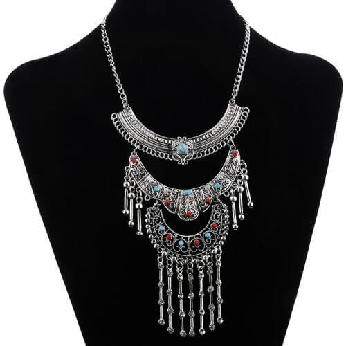 LOVBEAFAS Fashion Bohemian Maxi Collares Necklace Bar Crystal Tassel Statement Fine Jewelry Choker Vintage Collier Necklace