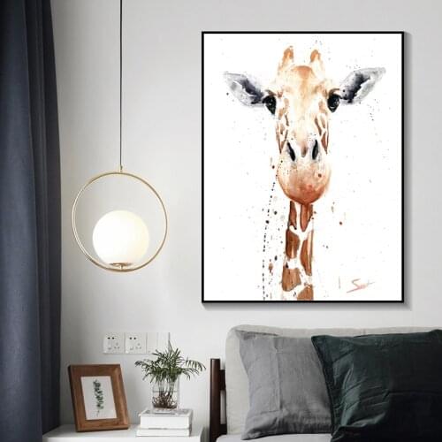 Giraffe Watercolour Canvas Painting HD Print Animal Posters and Prints Canvas Wall Art Abstract Giraffe Pictures Bedroom Decor