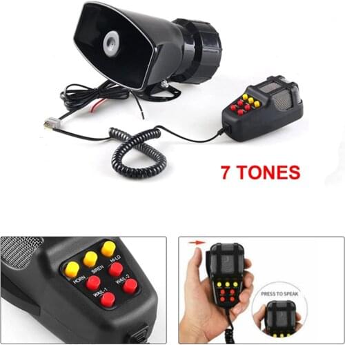 100W 12V 7 Sounds Car Truck Speaker Warning Alarm Police Fire Siren Horn Loud Sound 105db With MIC Microphone