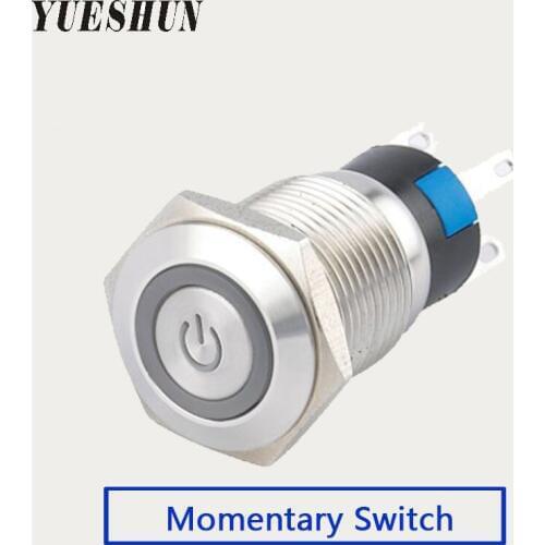 10 pieces 16mm LED Push Button Switch Home Electronic Accessories Stainless Steel Light Switch Momentary Type Power Switches