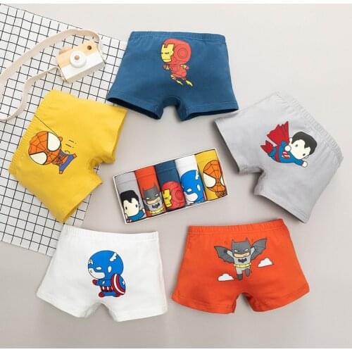 2021 Disney Childrens Cartoon Underpants Cotton Boys Underpants Baby Student Boxer Briefs