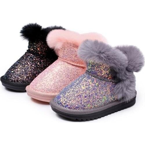 2020 Winter Boots Girls Waterproof Snow Shoes Kids Toddler Keep Warm Children For Girls Brand Rabbit Hair Children Shoes