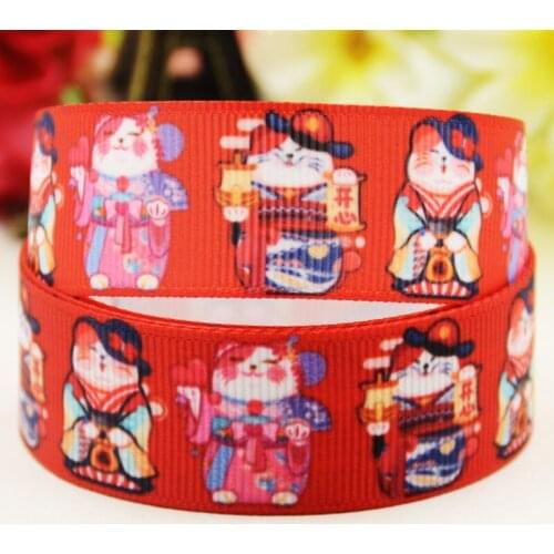 22mm 25mm 38mm 75mm Plutus cat Cartoon printed Grosgrain Ribbon party decoration 10 Yards X-03797