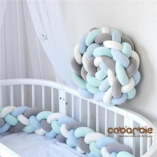 360cm length Heightening Baby Braided Crib Bumpers 4 Strip Knot Long Pillow Cushion,Nursery bedding,cot room dector