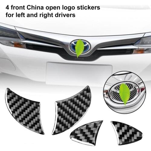 4Pcs Panel Trim Cover Soft UV-proof Eco-friendly Carbon Fiber Front Logo Sticker Trim for Toyota Corolla 2014-2018
