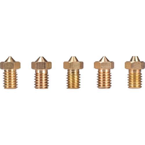 5Pcs 3D Printer Parts V6&V5 J-Head brass nozzle extruder nozzles 0.2/0.25/0.3/0.4/0.5/0.6/0.8/1.0 mm For 1.75/3.0mm filament