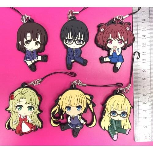 6pcs/lot Saenai Heroine no Sodatekata Original Japanese anime figure rubber mobile phone charms/key chain/strap G928