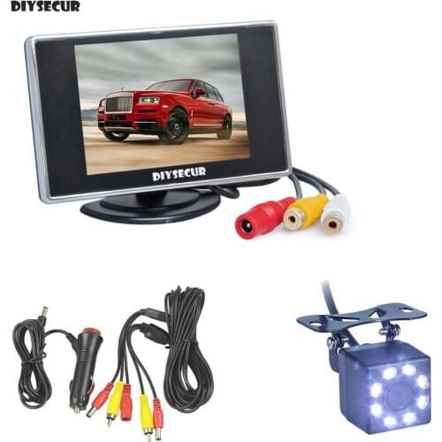 DIYSECUR Wire 3.5" TFT LCD Backup HD Car Monitor Rear View Car LED Camera Kit Reversing Auto Parking Assistance System
