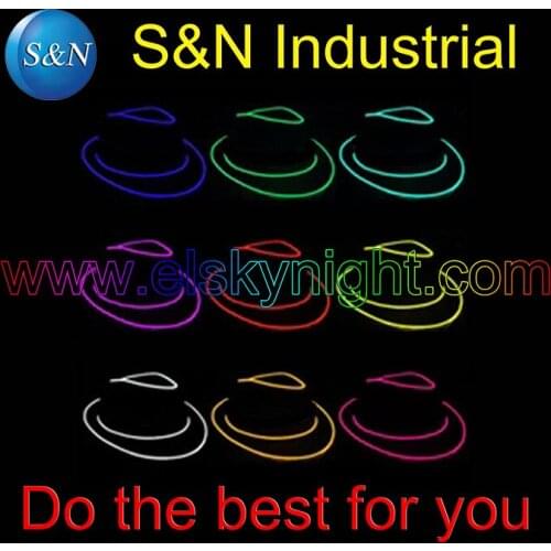 2AA batteries case inverter with 10 colors different el wire flexible Panama Jazz hat/cap+ free shipping