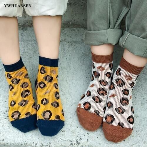 YWHUANSEN 1 to 8 Yrs Leopard Print Childrens Socks for the Girl Color Matching Kids Socks For Girls Cotton Socks For a Boy
