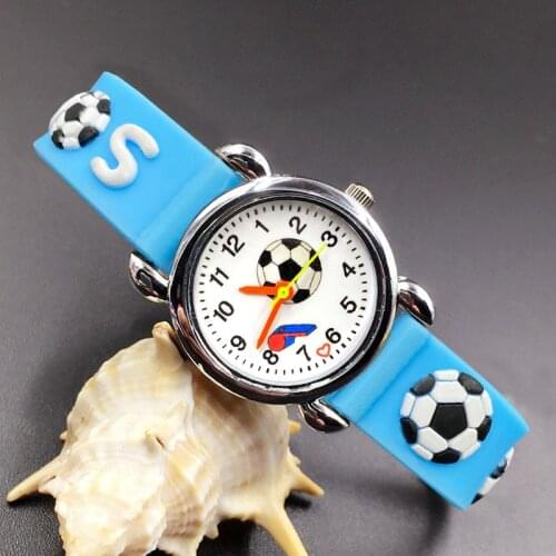 Cartoon Football style Childrens Watches Kids Students girls Quartz 3D Silicone strap Wrist Watch Clcok E06