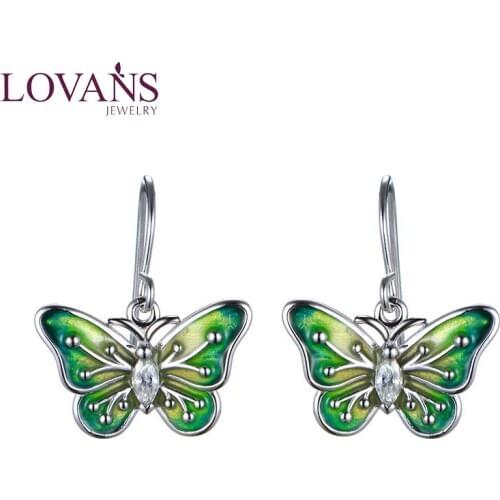 LOVANS Elegant Naturel Pearl Women Earrings Butterfly Dangle Earrings Enamel Jewellry Christmas Gift