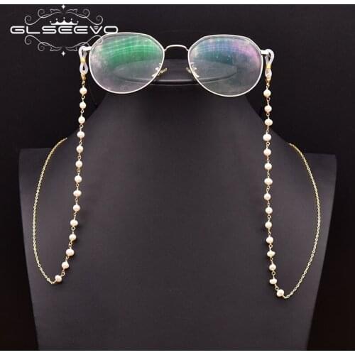 GLSEEVO Gold Plated Glasses Chain Simple Design Sunglasses Chain Natural Freshwater Pearl Chain Jewelry Not Glasses GH0039