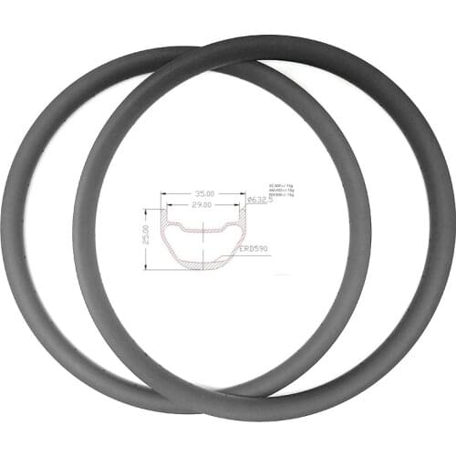 Graphene 29er carbon disc mtb rims XC AM 35x25mm hookless carbon mtb rims tubeless Mountain bike rim 29 disc wheel ERD 590mm