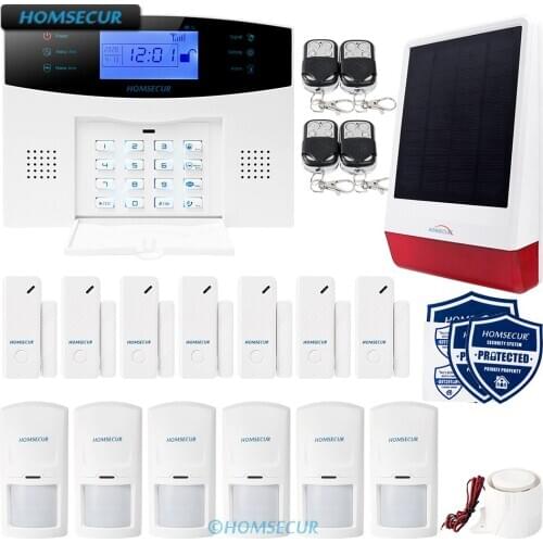 HOMSECUR Wireless&Wired 2G SMS Autodial Home Security Alarm System+SOS Intercom