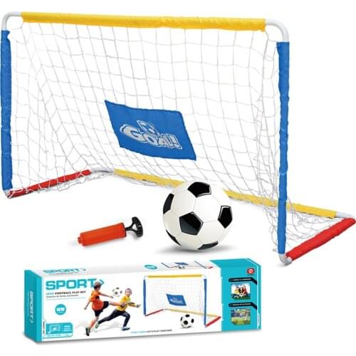 Kids Football Goal Post Net Set Mini Portable Football Net With Pump Whistle for Children Sports Backyard Indoor Outdoor Soccer