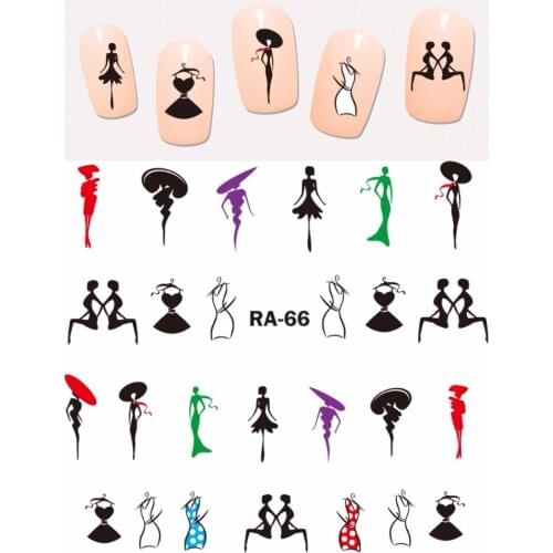 UPRETTEGO NAIL ART BEAUTY WATER STICKER DECAL SLIDER UNI COLOR FASHION SHOW GIRL LADY DANCER BALLET RA061-066