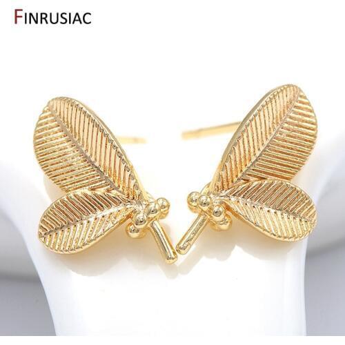 14K Gold Plated Leaf Earring Hooks with Pearl Pendant Bail Caps Bead End Caps Trays DIY Earrings Jewelry Making Findings