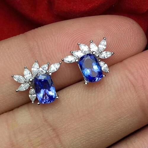 The Best Gift for Your loved wife Tanzanite Earring 925 sterling silver Fine jewelry Natural and Real Tanzanite Earring