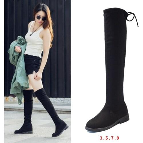 Fashion Women Suede Leather Boots Casual Knee High Long top Boot Military Combat Winter Snow Boots