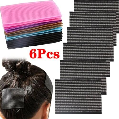 6Pcs Women Girls Solid Color Bangs Magic Paste Posts Hair Sticker Clip Tape Fringe Hair Bang Patch Hair Styling Tools Accessory