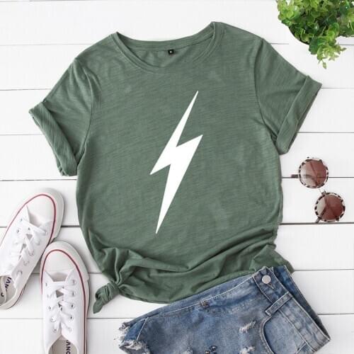 New Summer Lightning Pattern T-shirt Plus Size Women 2020 Simple O-neck T Shirts Female Short-sleeved Tee Top Drop Shipping