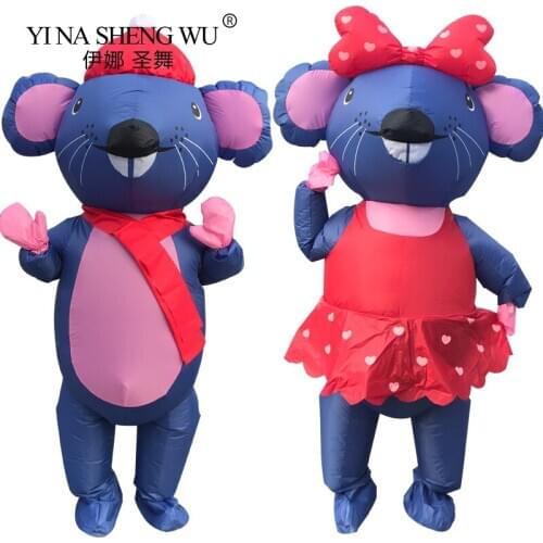 New Cosplay Costume Present Mouse Inflatable Costume Fancy Halloween Thanksgiving Christmas Party Dress For Men Women Adult