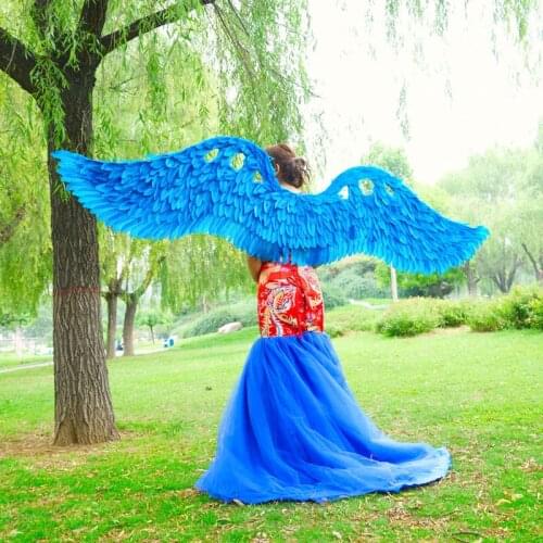 Overall length 240cm angel wings blue feathers wings,Model Catwalk Stage Cosplay Performance Shooting film Props gift a1962