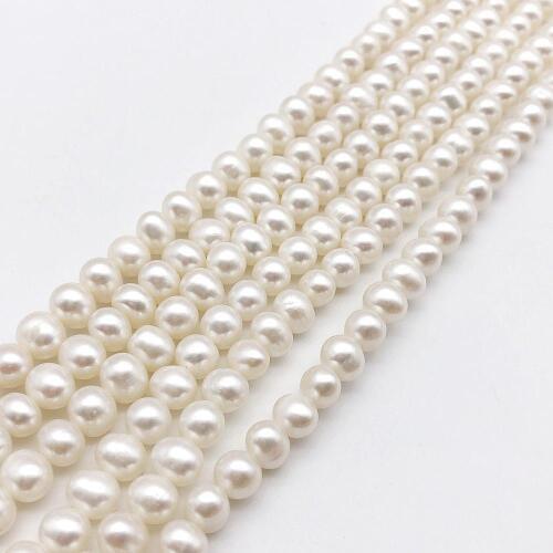Wholesale Natural 2strands white 6-7mm AAA round freshwater pearl Loose beads 15"