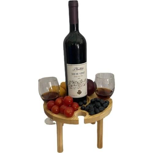 Portable Picnic Table Wooden Outdoor Folding Red Wine Table Flated Wine Glass Holder Rack Beer Bar Mini Desk