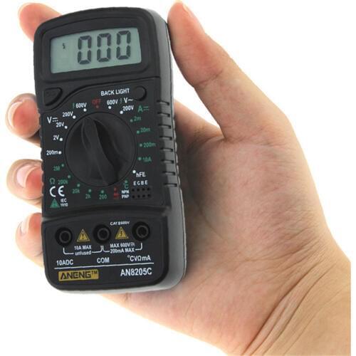 Portable AN8205C LCD Digital Multimeter Multi Meter AC/DC Voltage Meter DC Ammeter Resistance With Temperature Tester