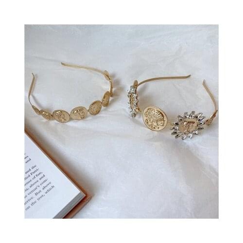 2020 Spring And Summer New Retro Headband Baroque Relief Gold Coin Portrait European And American Hair Accessories