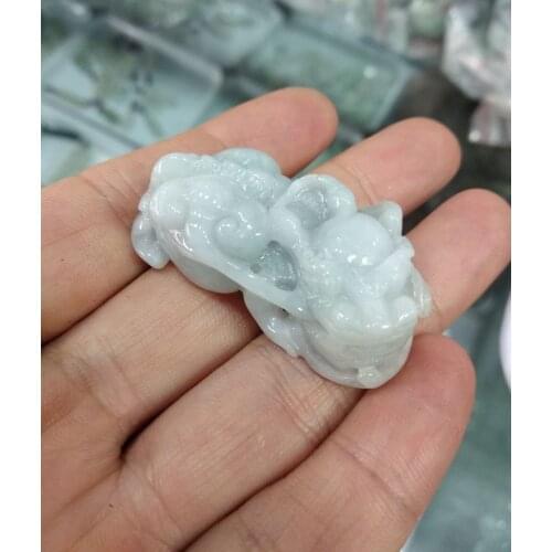 Nature Myanmar Jade Lucky Beast Foo Dog Amulet jadeite Pi Xiu Pendant Talisman Hanging