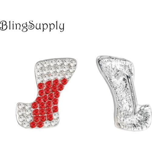 Free shipping 20*12mm Christmas rhinestone stocking 100PCS (BTN-5392)