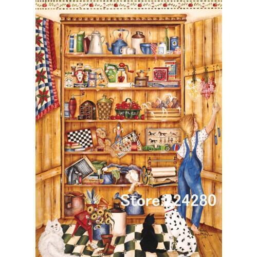 Needlework,Neat lockers Cross sttich Handmade Shelf 14CT Counted Canvas DIY,Cross-stitch kits,For Embroidery Art Home Decor