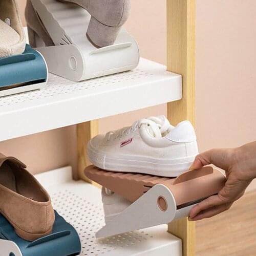 Cupboard Double Shoes Rack Storage Rack Layered Cabinet Save Space Shoes Organizer Plastic Economical Adjustable Stands Shelf